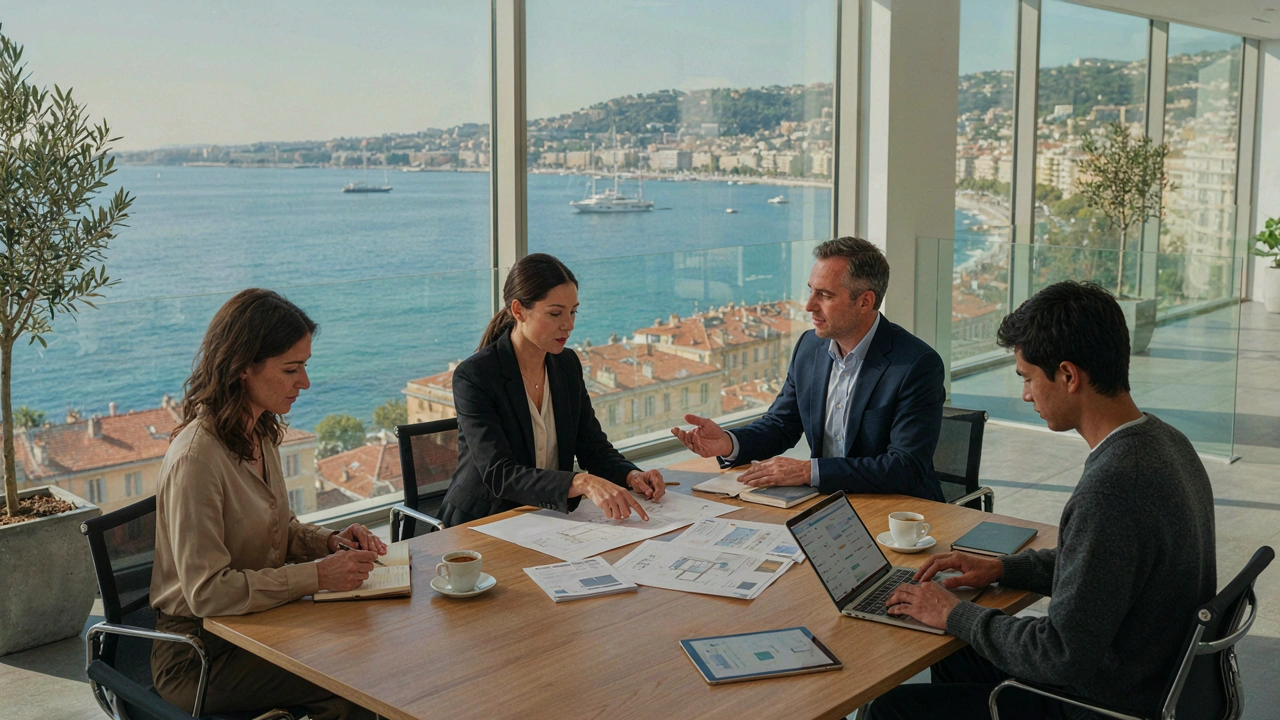 Équipe de conseillers immobiliers en réunion