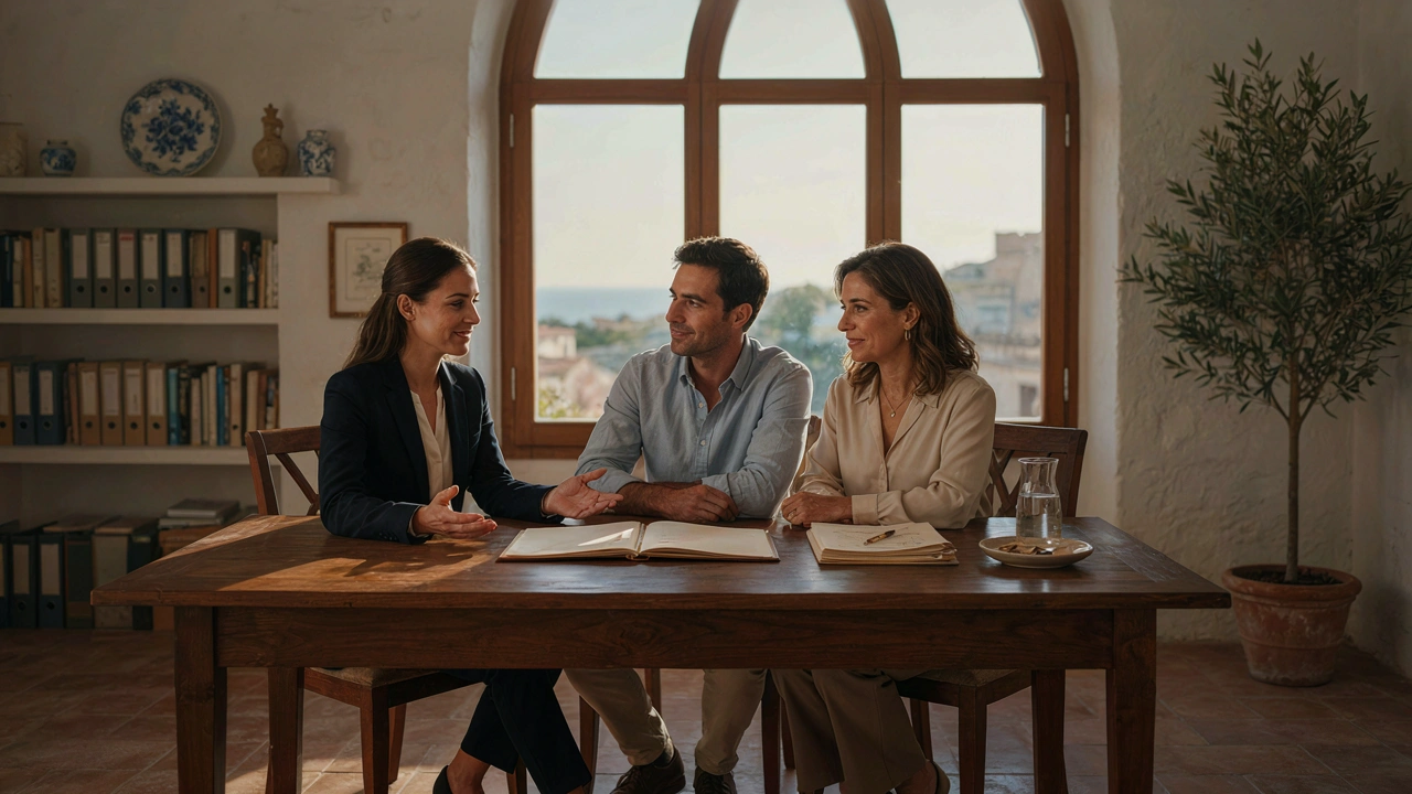 Conseiller discutant de la vente avec des clients